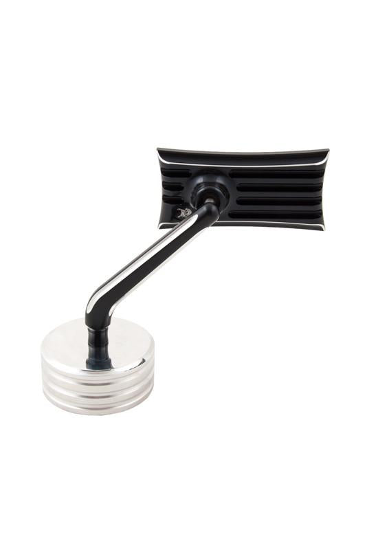 Ribbed Mirror, Black Machine Cut, Left
